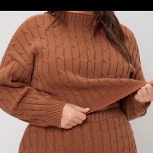 Plus Cable Knit Sweater + Skirt Set